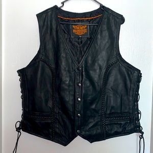 Milwaukee Riders Leather Men's Braided Vest W/ Buffalo Nickel Snaps & Side 3X
